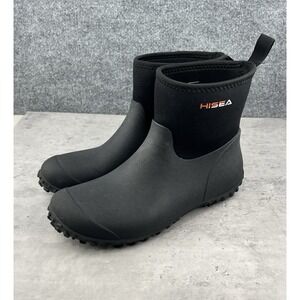 HISEA Waterproof Rain Boots Size 10 Black Neoprene Rubber Mud Garden Outdoor